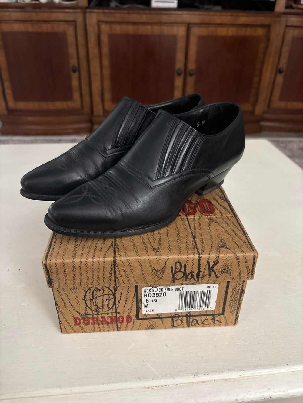 Durango Black Slip-On Western Dress Boots for Women Size 6